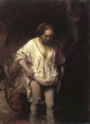 Rembrandt van rijn woman bathing in a steam painting